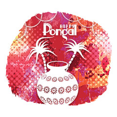 Happy Pongal celebration greeting card.