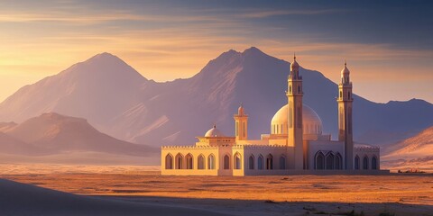 serene mosque in the desert 