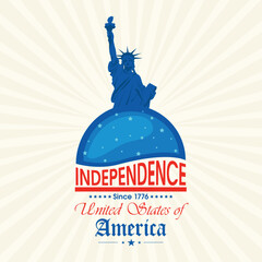 Wall Mural - American Independence Day celebration with statue of liberty.
