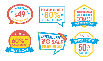 Poster - Sale Sticker, Label and Tag with Special Offer, Message Typography Vector Illustration.