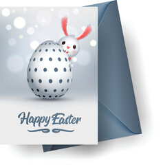 Poster - Happy Easter Greeting Card Design with Grey Envelope Illustration.