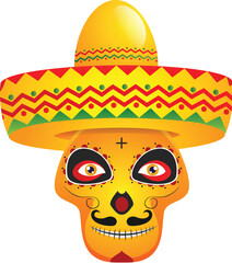 Sticker - Mexican Holiday of Dia de los muertos mariachi skull cartoon element.