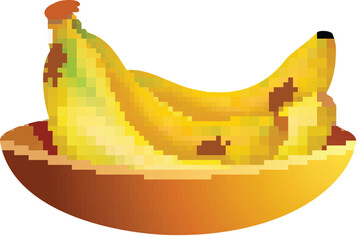 Canvas Print - Ripe Yellow Banana Bowl Flat Icon.