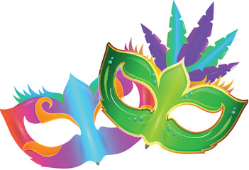 Wall Mural - Pair of Carnival Face Mask Element in Colorful.