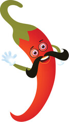 Poster - Cartoon red chili face with goggles element.