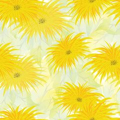 Poster - Beautiful yellow flowers decorated seamless pattern background.