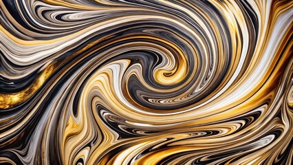 Wall Mural - Abstract Swirling Pattern in Black, Gold, and White