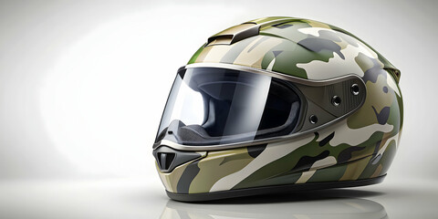 Motorcycle helmet with camouflage design , military, protection, safety, gear, fashion, urban, trendy, headgear, sport