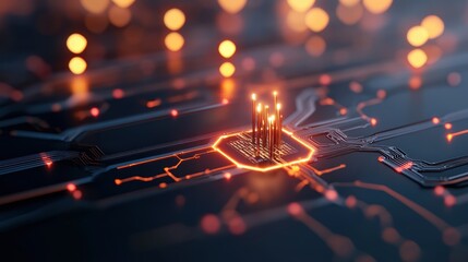 A digital illustration depicting a futuristic cybersecurity system, incorporating advanced technologies like blockchain and quantum computing.