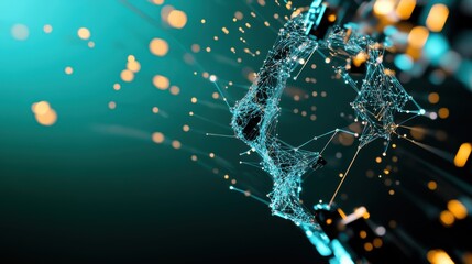 Canvas Print - A close up shot of a computer screen displaying a complex network of data flows, showcasing the intricate technology behind cybersecurity.