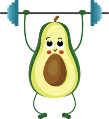 Poster - Funny avocado character mascot making gym