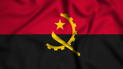 Angola flag waving in the wind background illustration, silk