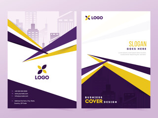 Canvas Print - Front and back view of cover page or template design layout for corporate sector.