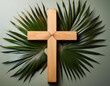 © fotoluigi868 - Wooden cross with palm leaves, creating a religious-themed design perfect for Palm Sund_1(668)