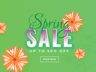 Canvas Print - Advertising banner design decorated with daisy flowers and discount offer for Spring Sale.