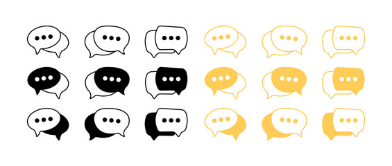 Poster - Message bubble set icons. Flat and silhouette style. Vector icons.