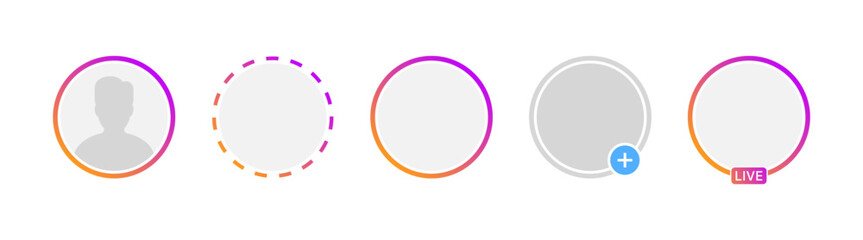 Poster - Profile icon set icons. Instagram icons. Flat style. Vector icons.