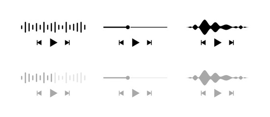 Poster - Video playback set icons. Silhouette and flat style. Vector icons.