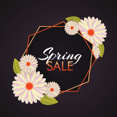 Wall Mural - beautiful daisy flowers decorated spring sale template design for advertising concept.