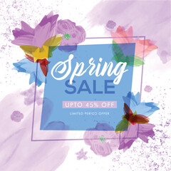 Poster - Creative flowers decorated spring sale template or flyer design with discount offer.