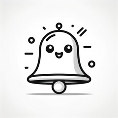 Poster - Minimalist Outline of a Ringing Bell Icon with Notification Bubbles. Simple Black and White Symbol for Alerts, Alarms, or Notifications in Digital Applications and Websites. Vector Logo Icon 