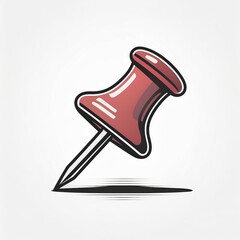 Poster - Minimalist Monochrome Illustration of a Classic Push Pin in Profile View. Clean and Simplified Symbol for Organization, Office Supplies, and Precision. Vector Logo Icon 