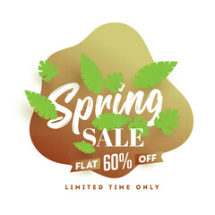 Wall Mural - paper cut style leaves decorated template design for spring limited time sale.