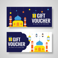 Canvas Print - Front and back view of gift voucher for Eid Mubarak festival celebration.