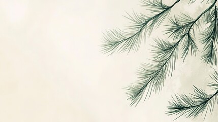 Wall Mural - Abstract pine branches with soft minimalist strokes on a smooth background