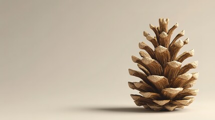 Canvas Print - Minimalist pinecone with soft shadows on a neutral background for nature-inspired designs 