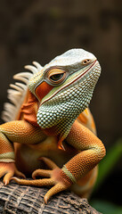 A lizard with a red tongue is sitting on a branch