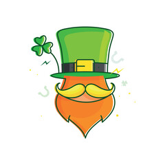 Canvas Print - Vector illustration of leprechaun man face on white background for St.Patrick's Day celebration.