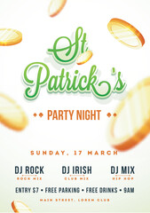 Wall Mural - St. Patrick's Day party night template design with time, date and venue details.