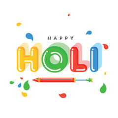 Wall Mural - Colorful text holi with color gun on white background, can be used as greeting card design.