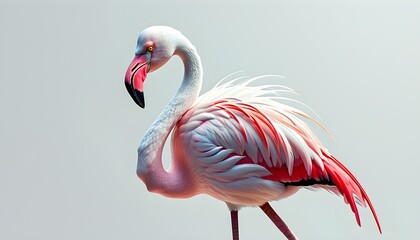 Elegant white flamingo illustration on a pristine white background