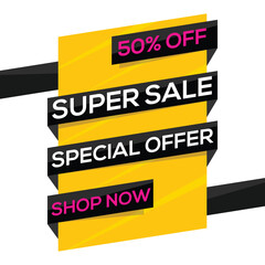 Sticker - Super Sale Poster, Banner or Flyer design.