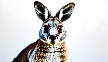 Wall Mural - Kangaroo in a Minimalist Setting on a White Background