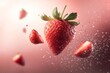 © 2D_Jungle - Graceful Strawberry Floating in the Sky: A High-Resolution Portrait Capturing the Elegance and Detail of a Twirling Fruit Against an Ethereal Background
