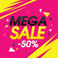 Wall Mural - mega sale poster, banner or flyer design.