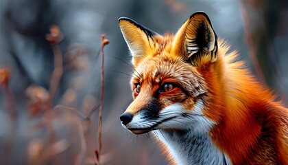 Red Fox in a Dreamy Natural Landscape