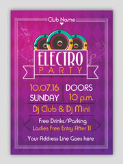 Wall Mural - Electro Party Flyer, Template or Banner design.