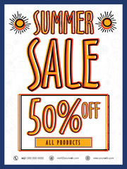 Wall Mural - summer sale flyer, poster or banner design.