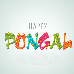 Wall Mural - Poster or banner design for Happy Pongal festival celebrations.