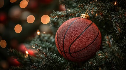 Wall Mural - Basketball Christmas Ornament on a Christmas Tree