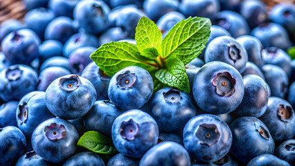 Wall Mural - Juicy blueberries bursting with flavor on background, blueberry, berry, fruit, fresh, ripe, healthy, vibrant, colorful