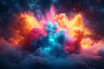 Wall Mural - Abstract Explosion of Colorful Smoke and Sparks