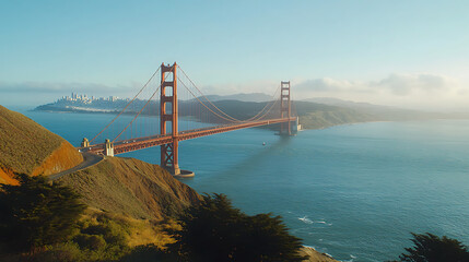 Canvas Print - City skyline framed by iconic arched bridge