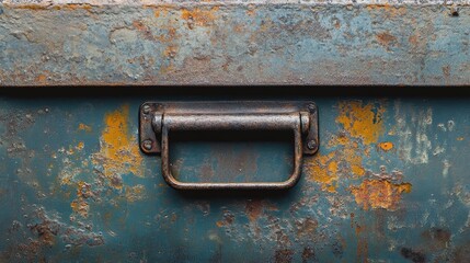 Poster - Warehouse toolbox close-up, showing the shine and rough texture of the metal under bright industrial lighting. No logos, no people present.