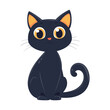 © TEEBAY TEES - Cute Black Cat Halloween Vector Design Element, Cute Halloween Cat Vector Clipart Design.