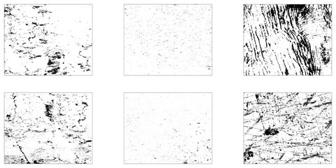 Sticker - Grunge overlay textures with dust grain isolated on white background vector. Set of Black and white grunge. Distress overlay texture. Surface dust and rough dirty wall background concept.